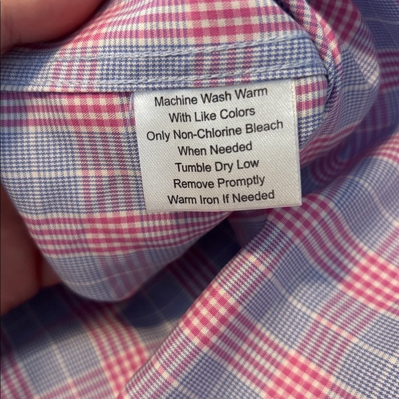 Pronto Uomo men’s blue and pink long sleeve button down shirt size 16 tall - Picture 8 of 8